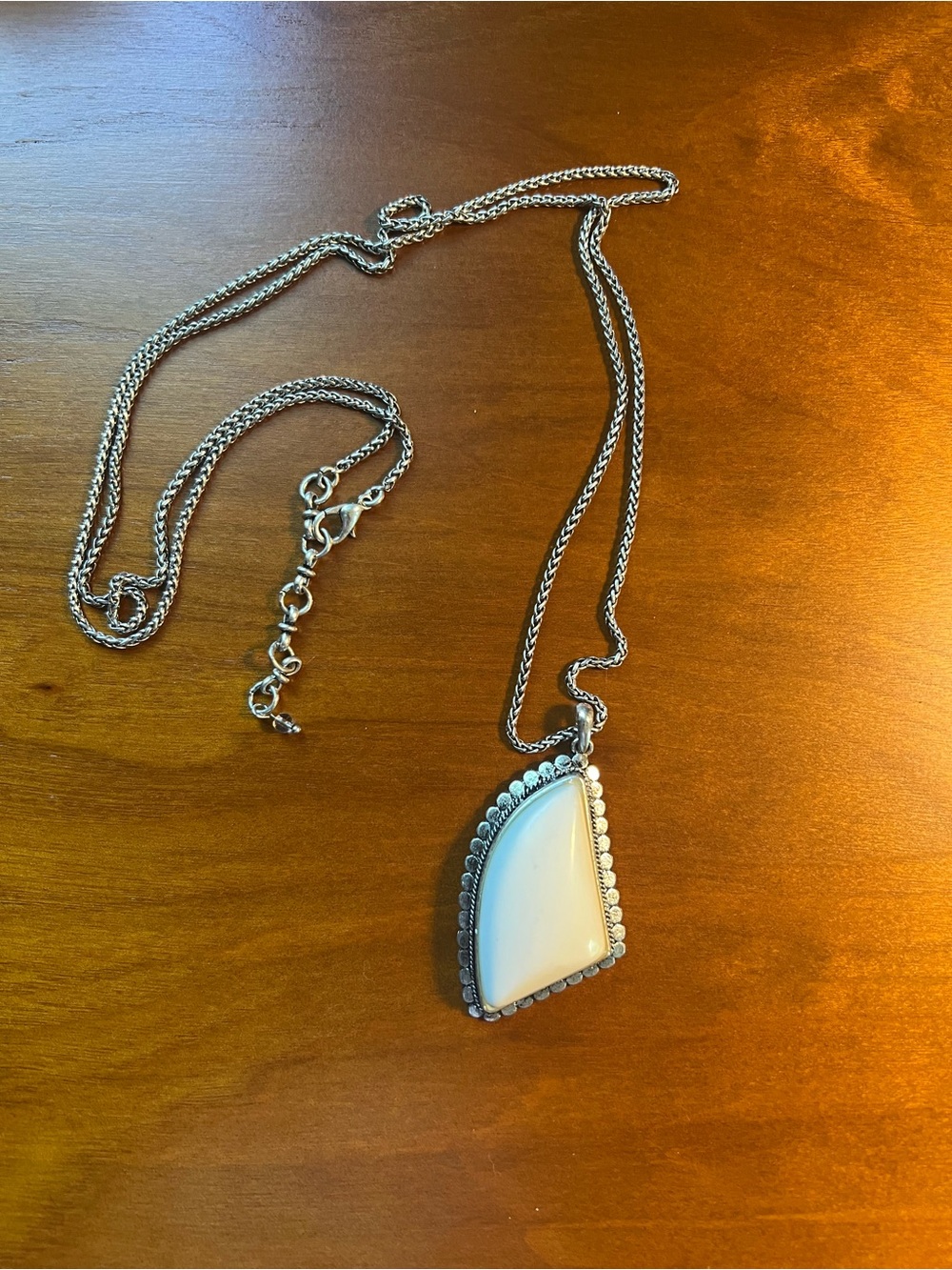 Lucky Brand Silver Chain Necklace with White Pendant